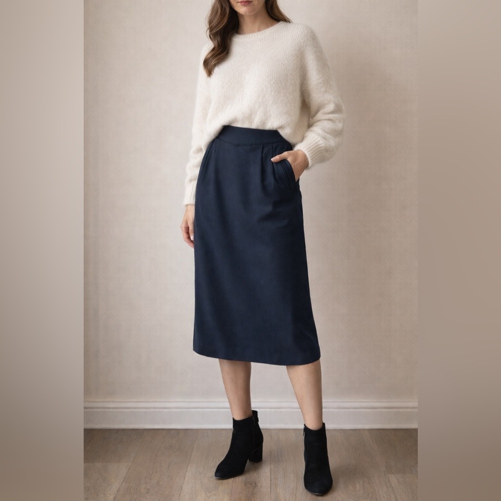 Midi Pencil Skirt in Black